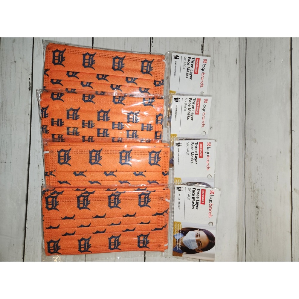Detroit Tigers3 Layer Face Mask 6 Pack MLB  Lot Of 4
